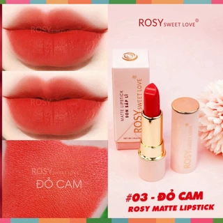 Son thỏi sáp ROSY SWEETLOVE hàng chính hãng, không chì, siêu lì, mềm môi <màu Đỏ Cam> Hàng Mới