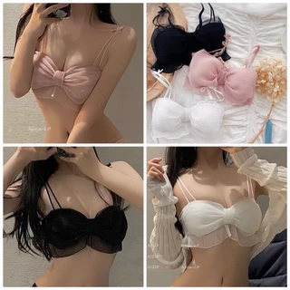 [Dani Clothing] ÁO BRA LƯỚI DẬP nơ có mút, nhún sau lưng - B4U hàng xịn, hình thật, clip thật