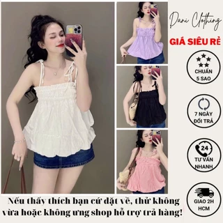 [Dani Clothing] ÁO 2 DÂY BÍ VẢI KATE BO CHUN NGỰC - A0U hàng xịn, hình thật, clip thật