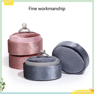 (shopeestore) Hộp Đựng Nhẫn Đính Hôn Bằng Nhung Ngắn Hình Oval Cho Cặp Đôi