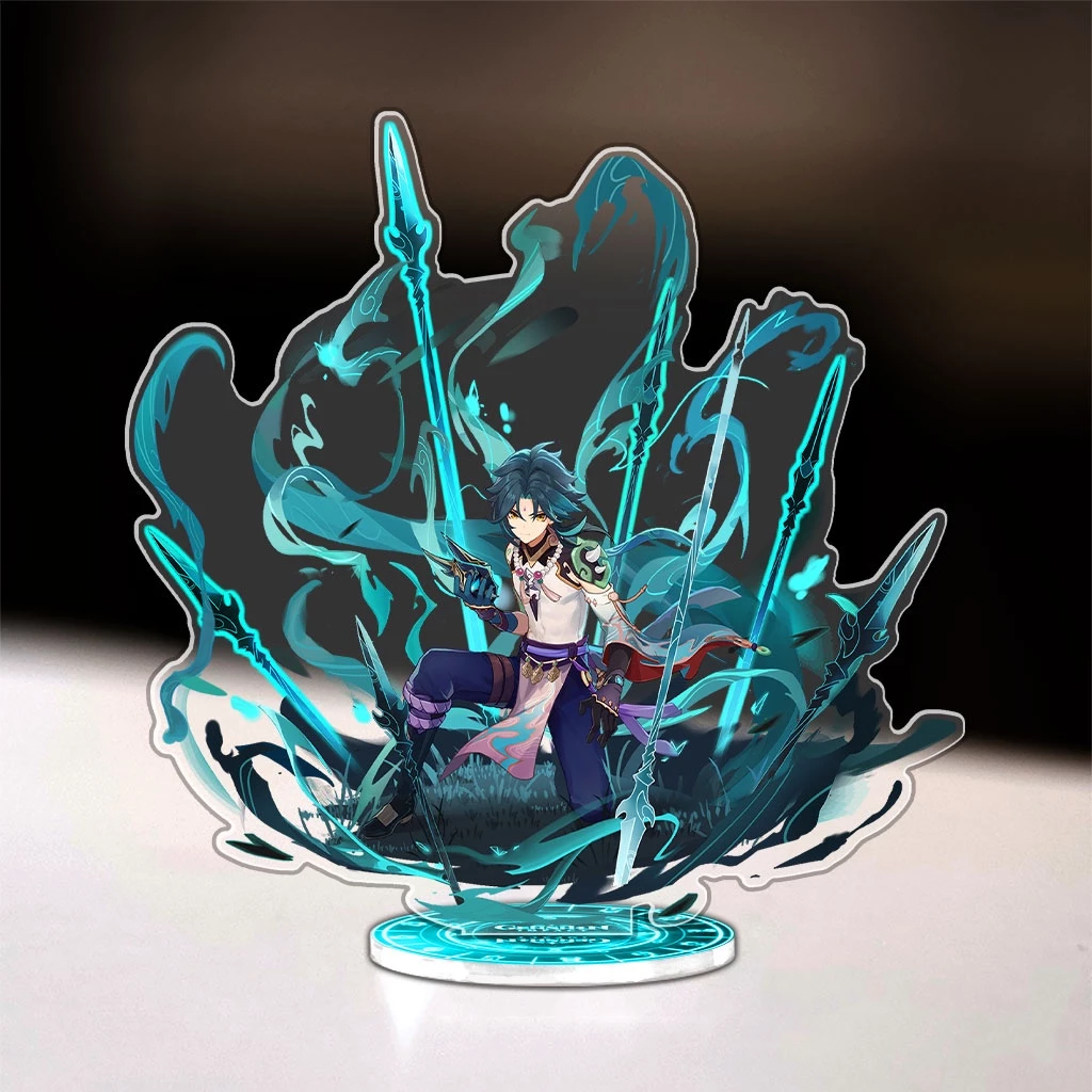 Mô hình genshin impact standee các nhân vật Xiao Zhongli Venti Albedo Ayato Kimisato trang trí góc học tập cao 15cm