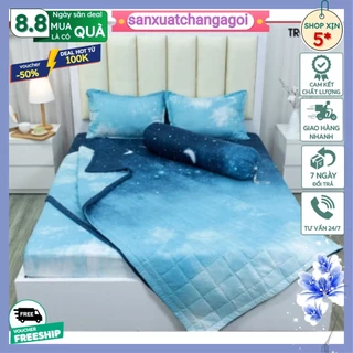 Bộ ga gối 3 món kích thước  1m6x2m - mẫu Màn đêm nhạt- sanxuatchangagoi