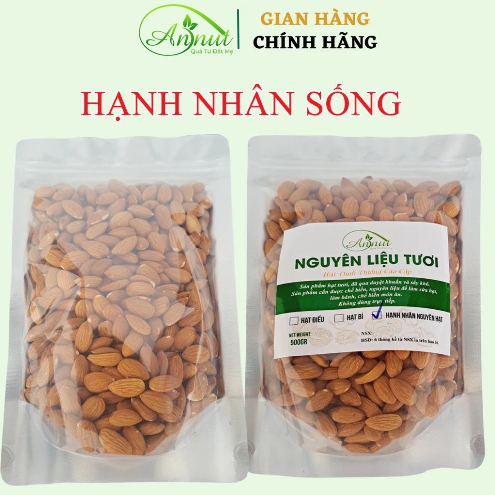 [Mã BMICB25 giảm 25K đơn 149K] Hạt Hạnh Nhân Sống Sấy Khô Tươi Organic Nhập Khẩu Mỹ 500g ANNUT