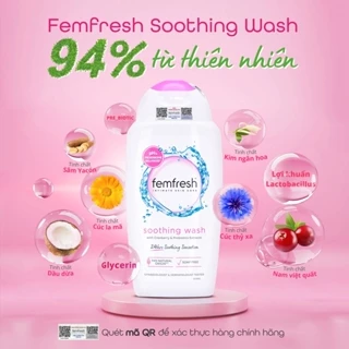 Dung dịch vệ sinh phụ nữ dịu nhẹ Femfresh Soothing Wash bổ sung lợi khuẩn 250ml  Quatangme1 nội địa Anh