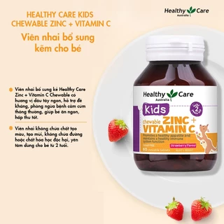 Viên nhai bổ sung kẽm Healthy Care Zinc Vitamin C tăng đề kháng, hệ miễn dịch cho bé 60 viên