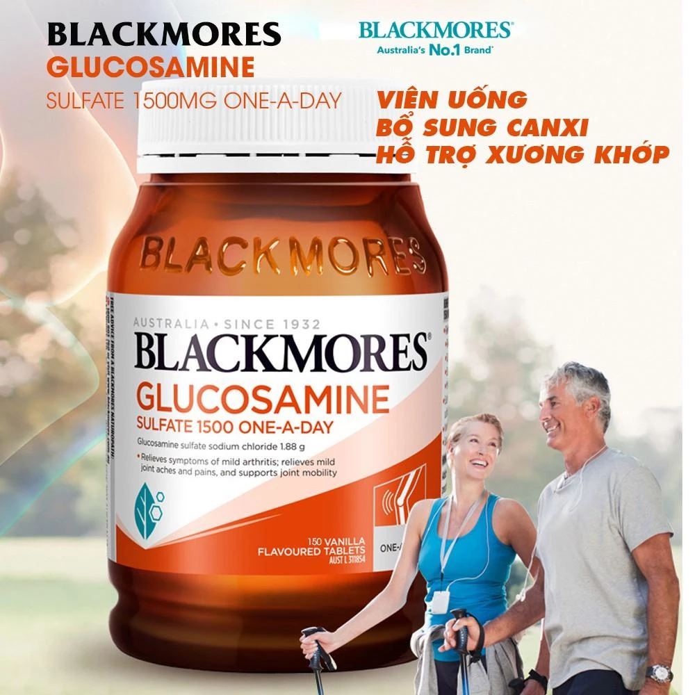 Hỗ trợ đau xương khớp glucosamine 1500mg blackmores 150/180 và Healthy Care Glucosamin HCL 200 viên quatangme.com.vn