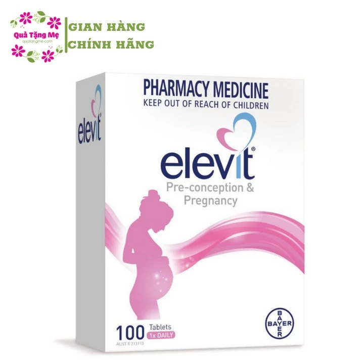 Thực phẩm bổ sung vitamin tổng hợp elevit cho bà bầu, hộp 100 viên - Healthy care quatangme