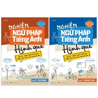 Sách Combo 2 cuốn - Nghiền ngữ pháp Tiếng Anh hình que Cơ bản và Nâng cao - megabook