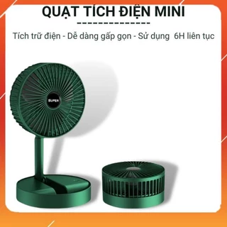 Quạt Tích Điện Super mini, Quạt Tích Điện Để Bàn Gấp Gọn 3 cấp độ, Sử Dụng Liên Tục 4 Tiếng