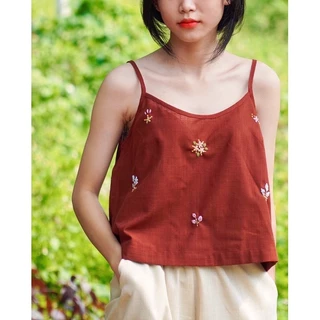 Áo dây linen tưng thêu tay thủ công