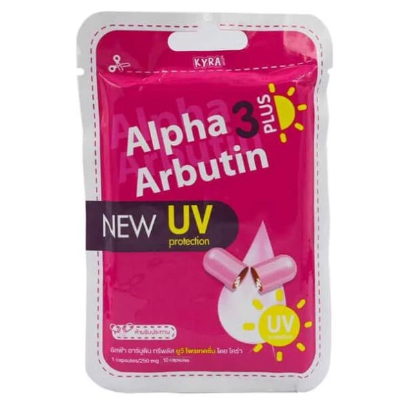 Viên Bột Kích Trắng Alpha Arbutin 3 Plus New Uv Vỉ 10 Viên Hàng Thái Lan Chính Hãng.