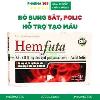 Bổ Sung Sắt, Acid Folic, Inulin Hỗ Trợ Tạo Máu, Thiếu Máu Do Thiếu Sắt Ở Mọi Đối Tượng Hemfuta - Pharma 365