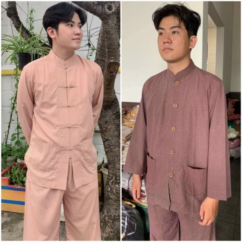 Có BIGSIZE 3XL Đồ đi chùa nam katê lãnh tụ túi tay dài đủ màu