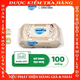 Khăn ướt Molfix Thiên nhiên Sơ Sinh Dịu Nhẹ - Gói 100 miếng  - jinguu