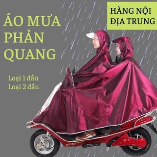 Áo mưa đi xe máy - Áo Mưa Phản Quang Có Kính Che Mưa 1 Người Và 2 Người Đi Xe Máy  Cao Cấp