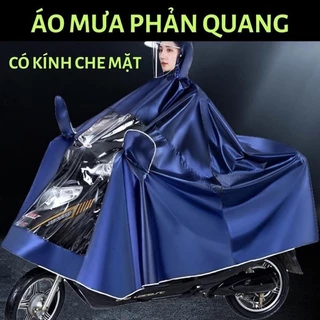 Áo mưa đi xe máy - Áo Mưa Phản Quang Có Kính Che Mưa 1 Người Và 2 Người Đi Xe Máy  Cao Cấp