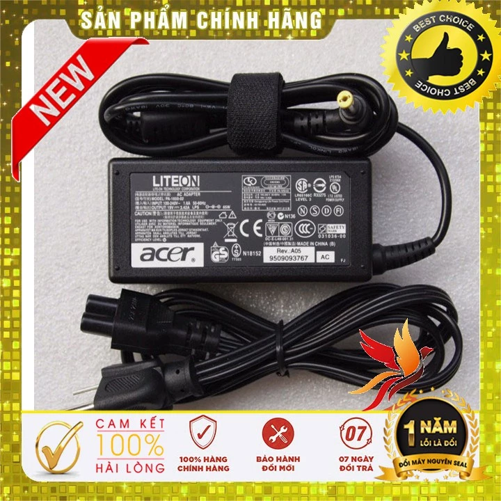 Sạc Laptop Acer 19V–3.42A – 65W (Adapter Acer 19V – 3.42A – 65W) + Tặng dây nguồn tốt