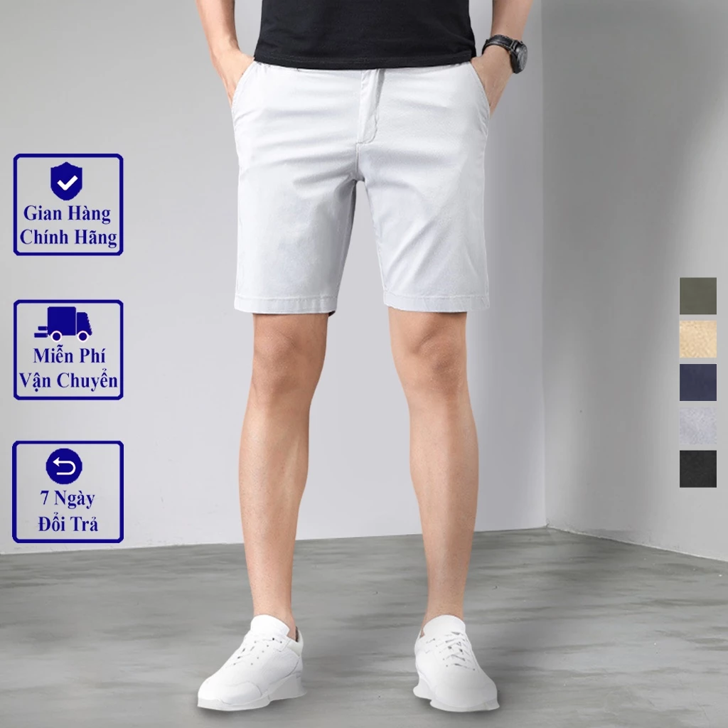 Quần Đùi Kaki Nam Cao Cấp Vicenzo Đứng Phom Vải Cotton Mềm Sau Khi Giặt, Quần Short Kaki Nam Khuy Cúc Trẻ Trung