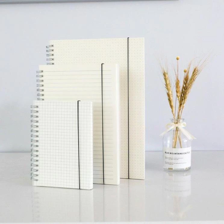 [Xưởng sỉ] Sổ lò xo, sổ caro A6/A5/B5 còng xoắn bìa nhựa trong Bullet Journal