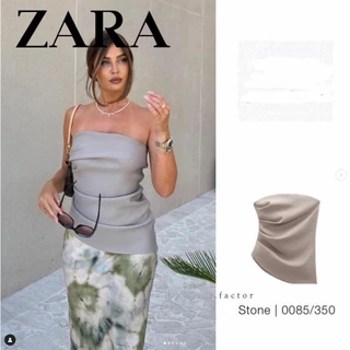 Zara Morocco full tag - Áo Zara ống xếp ly sườn eo tạo dáng thon sexy