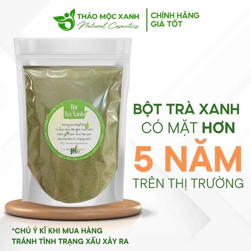 20 gói Bột Trà Xanh Nguyên Chất PL Cosmetic gói 100g