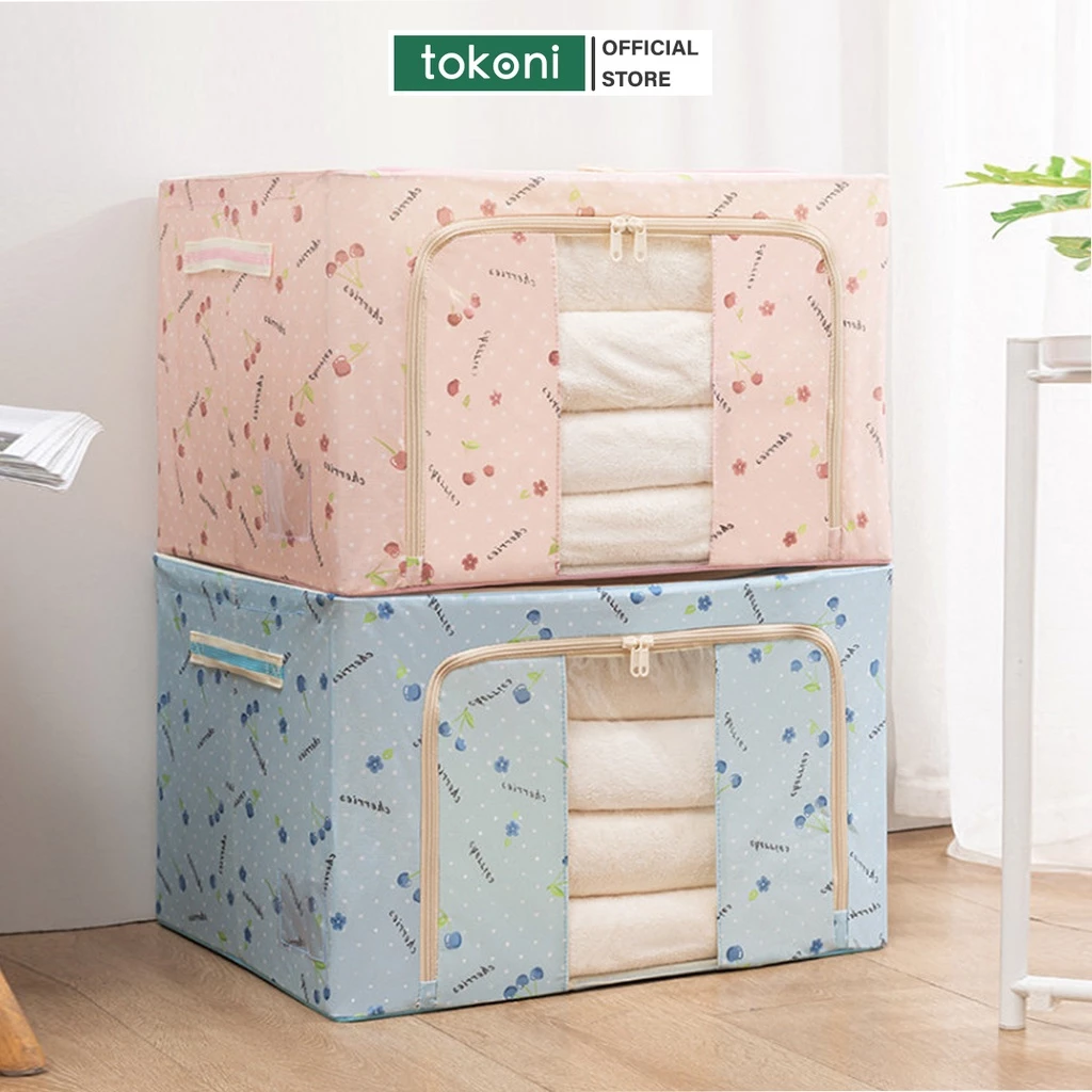 Hộp đựng quần áo chăn màn khung thép JYoohome đa năng gấp gọn vải chống nước 66L bảo quản quần áo