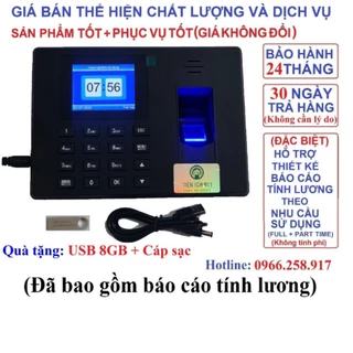 Máy Chấm Công Vân Tay 911 Nâng Cao - Shop Sẽ Gọi Hỗ Trợ Tính Lương Fulltime + Partime - TặngUSB 8GB