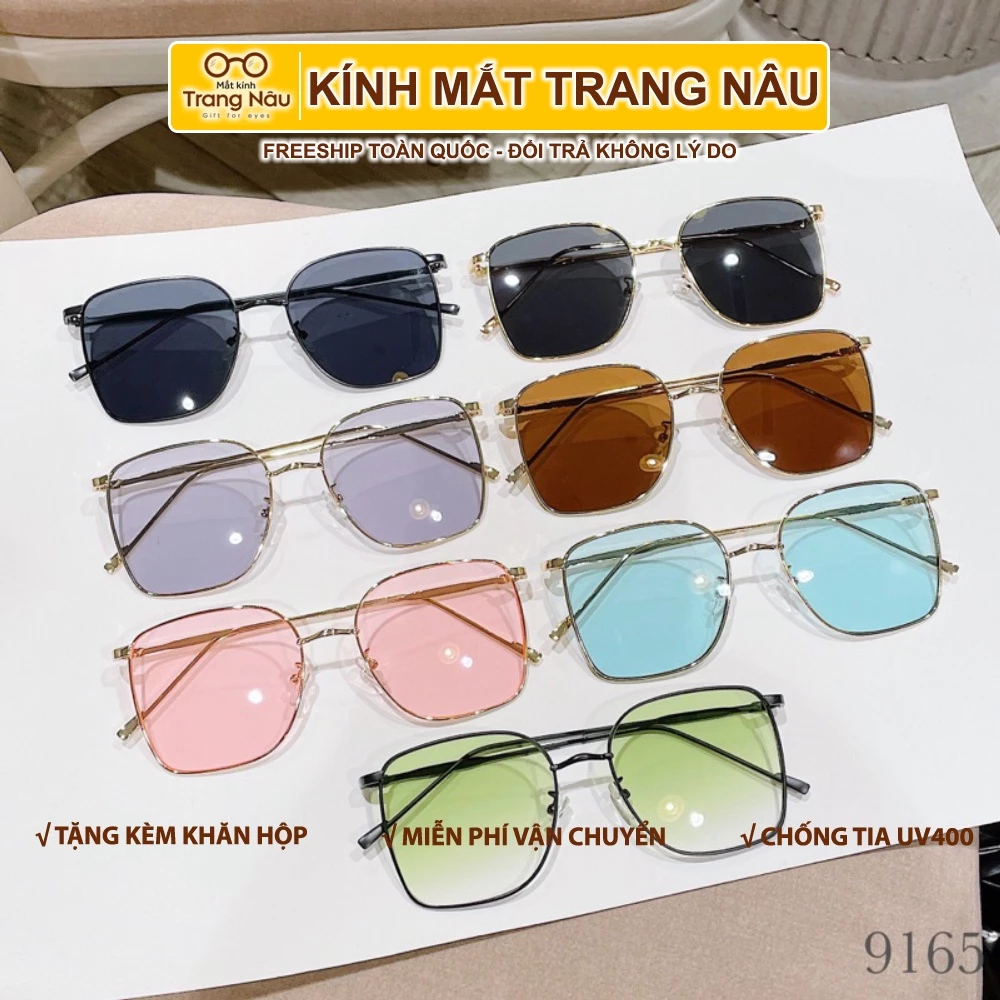 Kính thời trang nữ, thiết kế phong cách Hàn Quốc đa dạng màu sắc tha hồ lựa chọn 9165 - Kính Mắt Trang Nâu