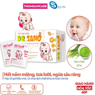 Gạc rơ lưỡi cho bé Dr Sano - gạc lau răng, rơ miệng cho bé - Hộp 30 gói