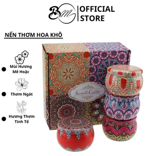 Set 4 Hộp Nến Thơm Hoa Khô Thiên Nhiên , Không Gian Sống Thơm Ngát và Cảm Giác Dễ Chịu, Giải Tỏa Căng Thẳng PVN180