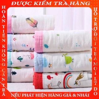 Chăn xô sợi tre 4 lớp - hàng cao cấp (loại có viền, có thể dùng làm khăn quấn, khăn tắm)  jingu