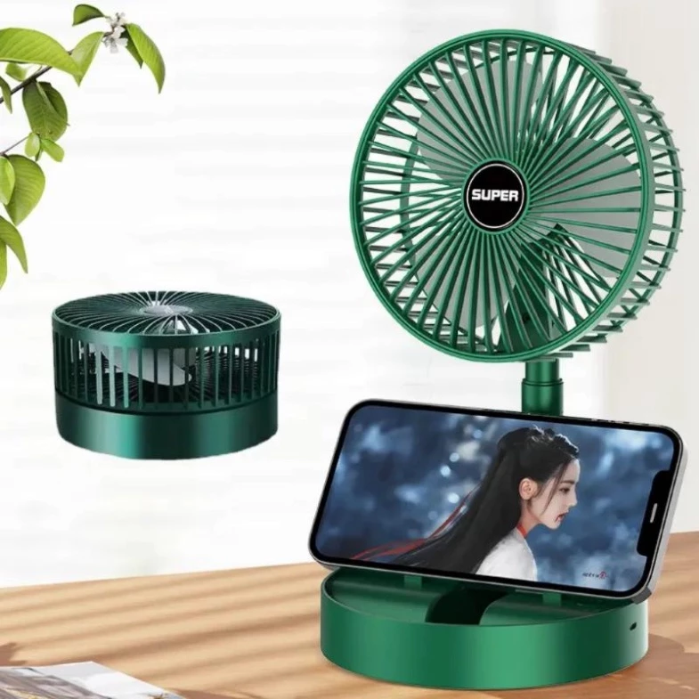 Quạt Cầm Tay Tích Điện Mini Gấp Gọn Super Để Bàn Pin Trâu 2000mah xoay 360 Độ