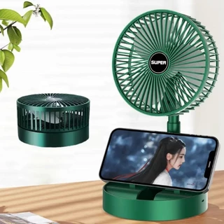 Quạt Cầm Tay Tích Điện Mini Gấp Gọn Super Để Bàn Pin Trâu 2000mah xoay 360 Độ