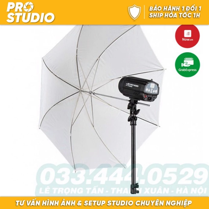 Dù tản sáng đèn, Ô Tản Sáng flash hoặc đèn Studio 83/110cm (bạc phản sáng/ trắng xuyên sáng) - PRO.Studio Hà Nội