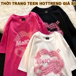 Áo phông MSI tim nổi - Áo thun tay lỡ nam nữ unisex chất cotton dày dặn form rộng basic hottrend cháy phố