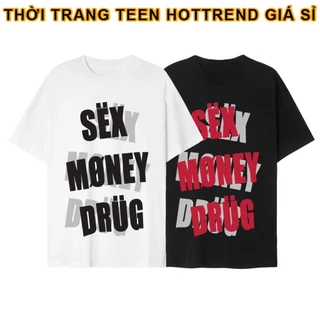 Áo Phông Chữ Sex Money Drug - Áo thun tay lỡ nam nữ unisex chất cotton dày dặn form rộng basic hottrend cháy phố