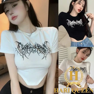 Áo croptop kiểu chéo vạt vuông BATMAN họa tiết cánh rơi ngắn tay cá tính HARIQUEEN