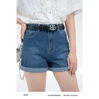 Quần short jeans xanh lơ vê gấu thiết kế Elise FS2305087BSDEBL