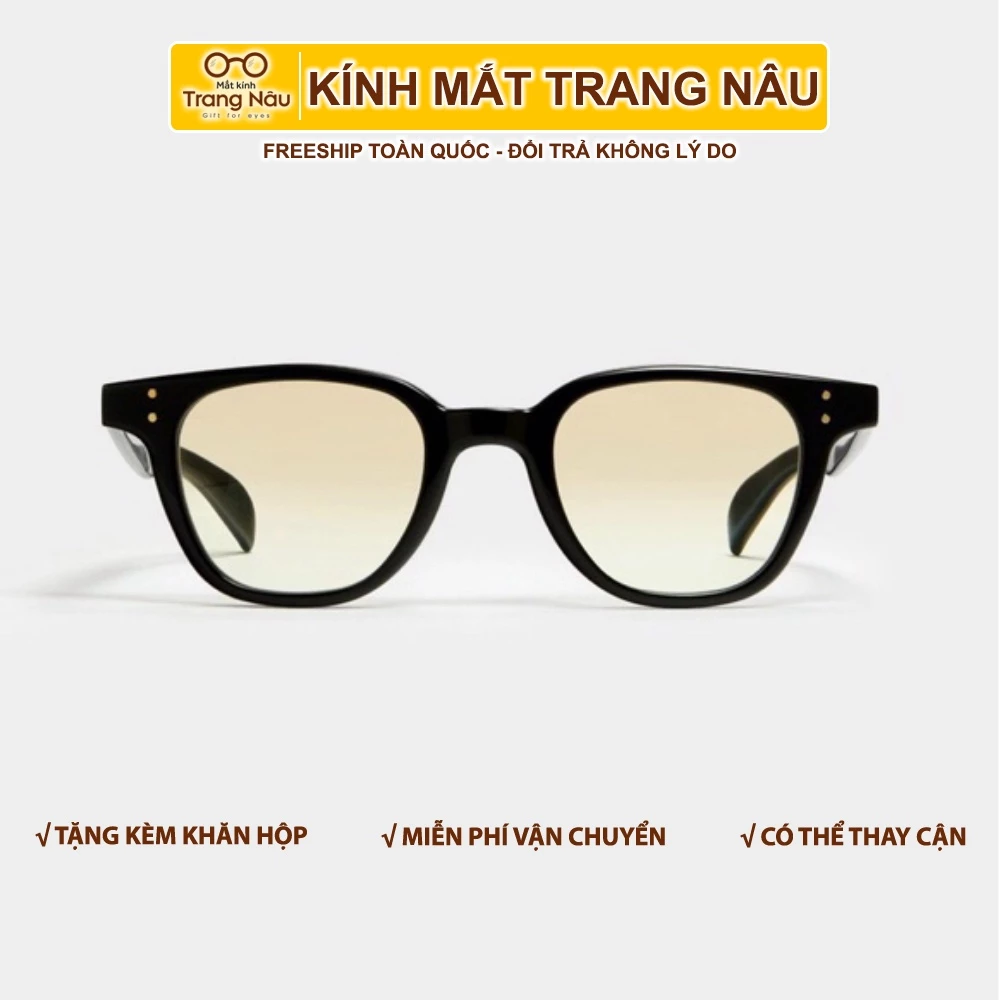 Gọng kính cận thời trang nam nữ thiết kế vừa vặn, cá tính, có thể thay lắp mắt cận G M Ca-to - Kính Mắt Trang Nâu