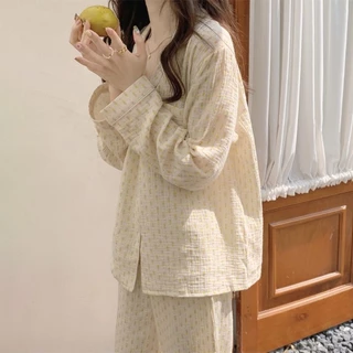 Bộ Đồ Ngủ Pijama Dài Tay Phong Cách Hàn Quốc Kiểu Mới 2023