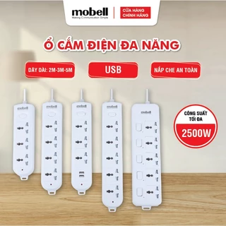 Ổ Cắm Điện Đa Năng USB Chính Hãng Mobell Công Tắc Riêng Chịu Nhiệt Cao 750 độ 2500W An Toàn Có Nhiều Loại Dài 2m/3m/5m