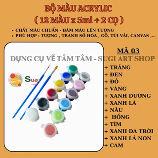 [ Tâm Tâm ] MÀU TÔ TƯỢNG  , vĩ 6 màu / 12 màu x 5mml acrylic tô tượng chuẩn màu, bám tượng tốt