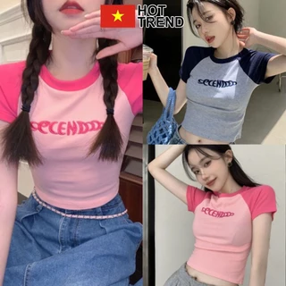 Áo Croptop SECENDODO Phối Tay Cá Tính HOTTREND