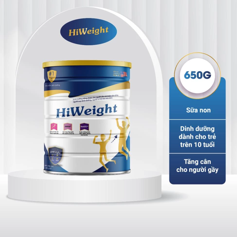 Sữa non tăng cân Hiweight 650g sữa bột dành cho người gầy và trẻ trên 10 tuổi