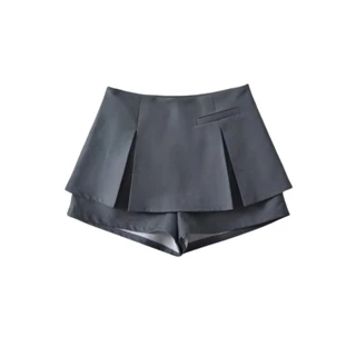 Design sense fake two-piece high waist skirt phong cách đại học all-match self-cultivation anti-skid hot girl khe không đều