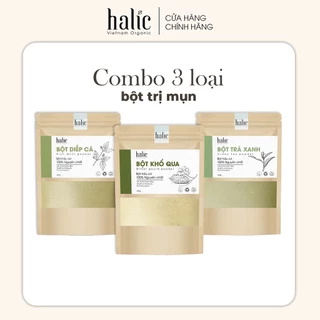 Combo 3 bột đánh bay mụn nám HALIC | Bột trà xanh, diếp cá, khổ qua | 40G