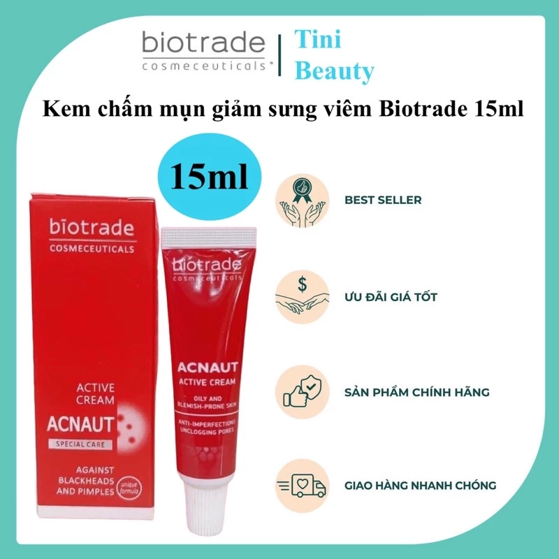 [Hàng chính hãng] Kem mụn Active Cream Bio.trade chấm mụn giảm mụn sưng viêm, mờ thâm Bulgaria