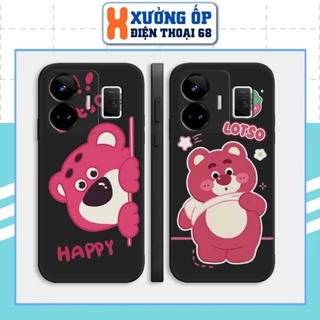 Ốp cạnh vuông Realme GT Neo 5 / Neo5 SE hình bear lotso gấu dâu, ốp silicon TPU dẻo rẻ đẹp