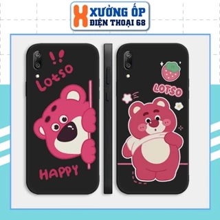 Ốp cạnh vuông Huawei Y7 2018 / Y7 2019 Pro Prime hình bear lotso gấu dâu, ốp silicon TPU dẻo rẻ đẹp