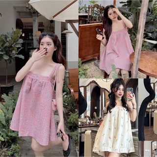 Váy hai dây nhún ngực dáng xòe Ulzzang đi chơi đi dạo siêu đẹp hình thật và video - M57